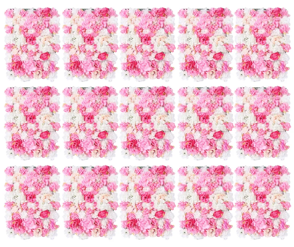 Mur végétal artificiel de roses roses pour décoration murale d'intérieur