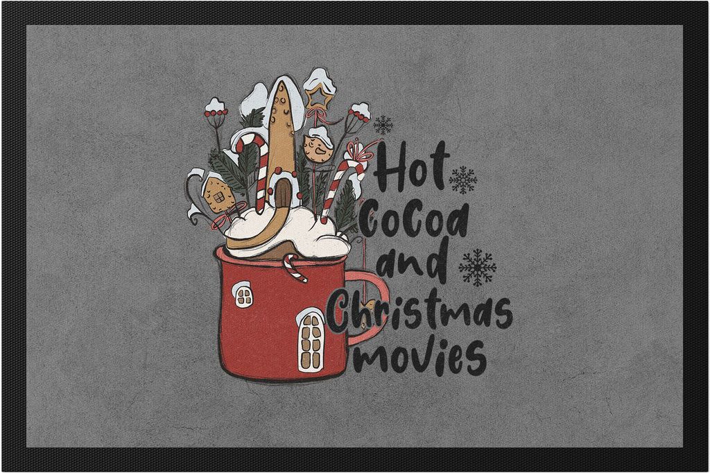 Hot Cocoa And Christmas Movies Fußmatte Weihnachten Weihnachtsfilme Christmas Movies Heilig Abend Kakao