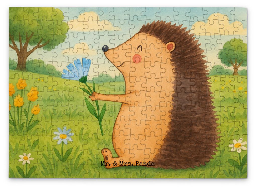 Mr. & Mrs. Panda Puzzle Igel Blumen Design 192 Teile - Weiß - Geschenk, 500, Genesungswünsche, Krankheit, Gute Besserung, Geduldspiel, 300, Krank...