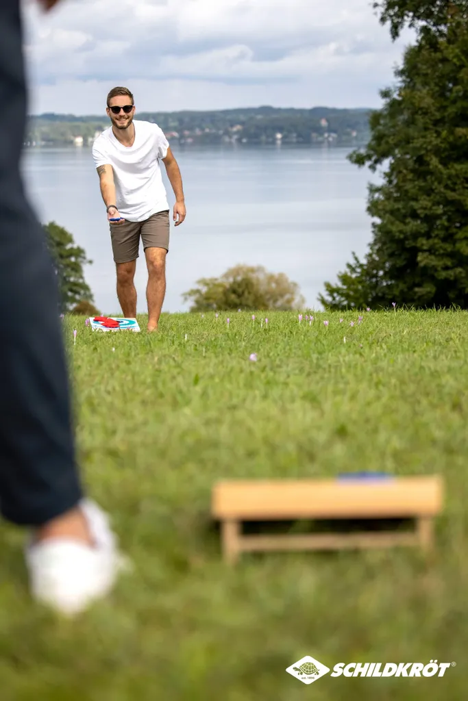 Cornhole Set en Bois MDF Robuste - Jeu de Précision avec 8 Sacs de Lancer - 12