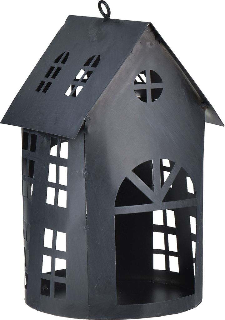 Metall Vogelhaus im Antik-Look, Vintage Grau, Dekoratives Gartenzubehör, 30x15 cm, mit Aufhängeöse