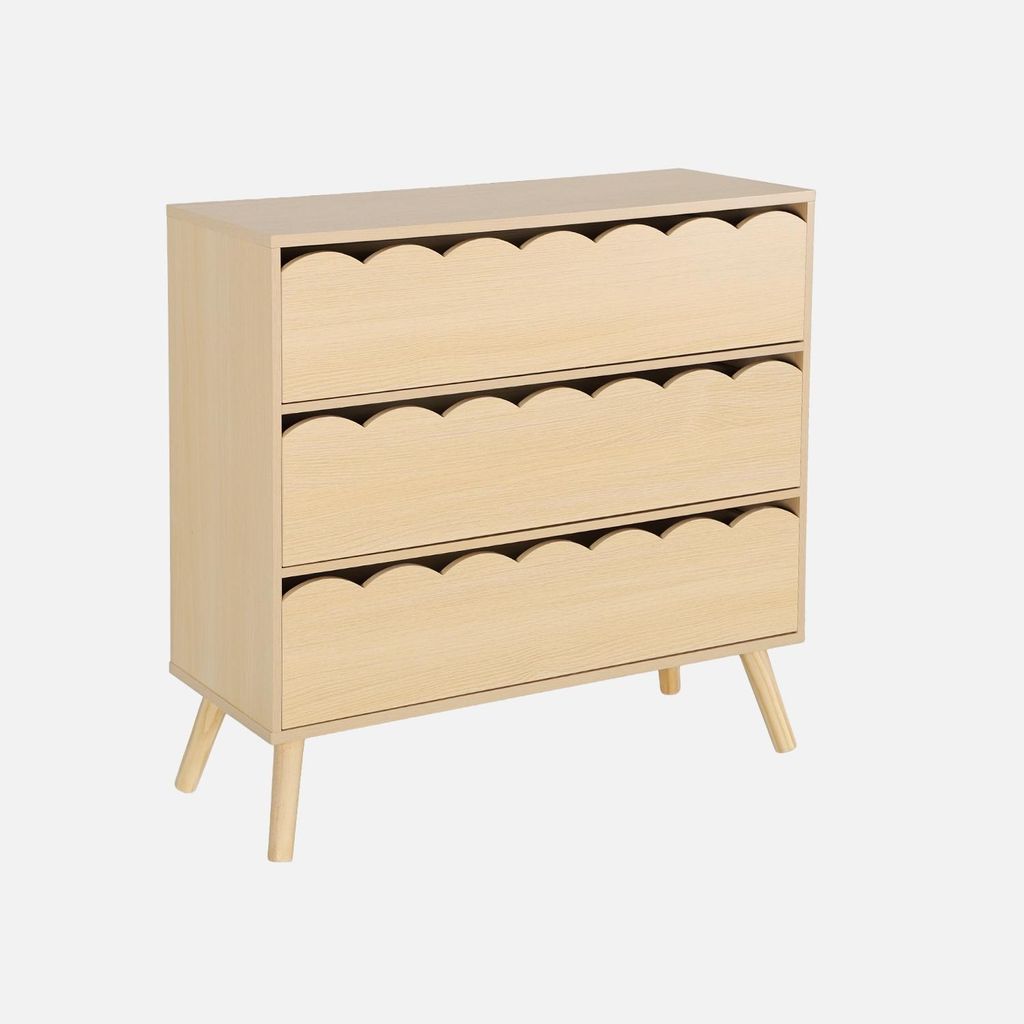 sweeek - Kinderkommode Holzlook 3 Schubladen - Natur