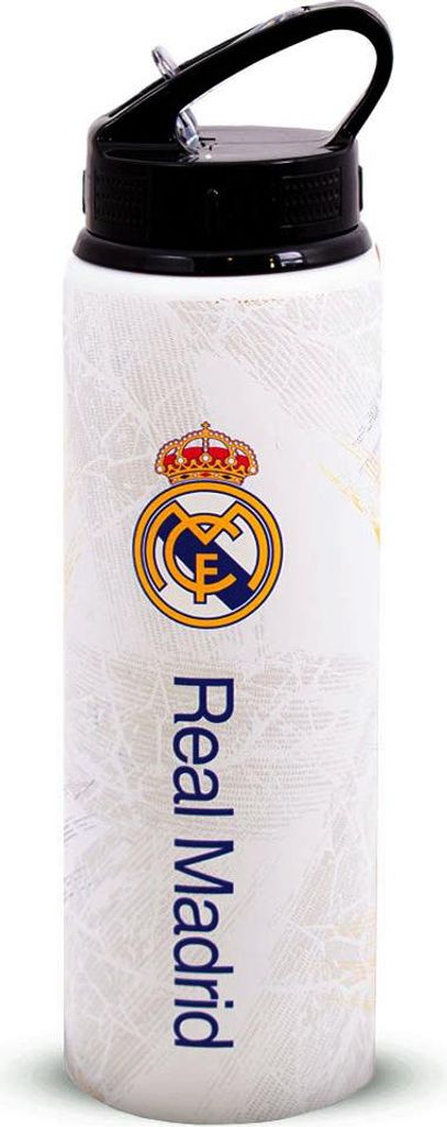 Real Madrid Trinkflasche Aluminium 750 ml mit Vereinslogo, Höhe 26 cm, Ø 7 cm