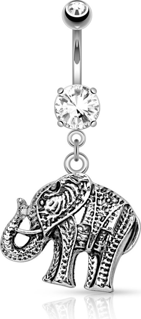 Bauchnabelpiercing Elefant Elephant Anhänger Bananabell Rhodiniert