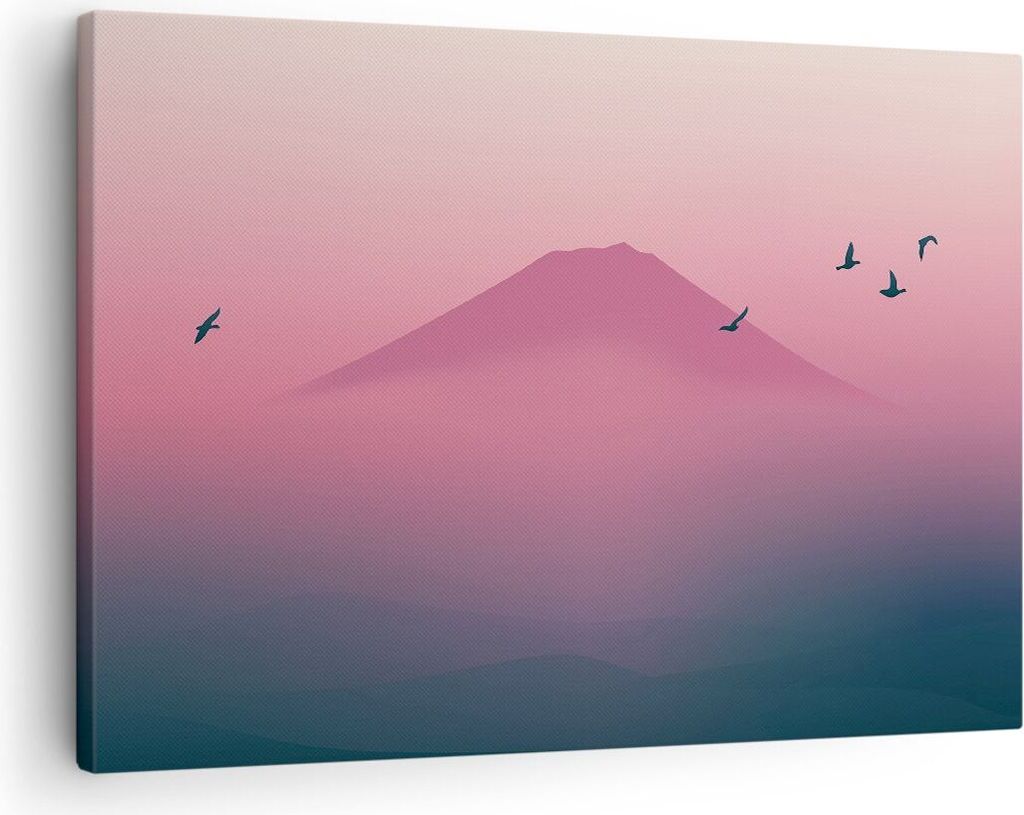 Bild auf Leinwand - Leinwandbild - Vulkan Vogel Natur - 70x50cm - Wand Bild - Wanddeko - Wandbilder - Leinwanddruck - Bilder - Kunstdruck - Wanddek...