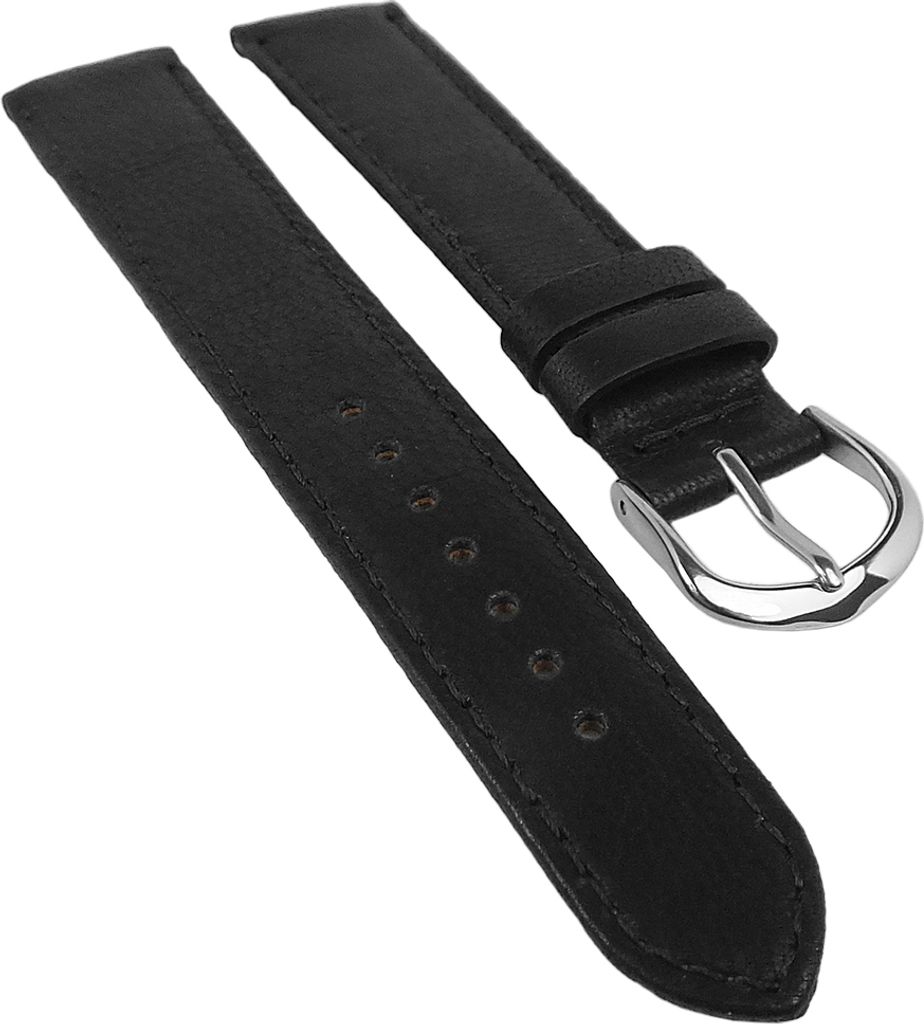 Herzog Lamm-Nappa Uhrenarmband | weiches Leder schwarz 32302, Stegbreite:20mm, Schließe:Silbern