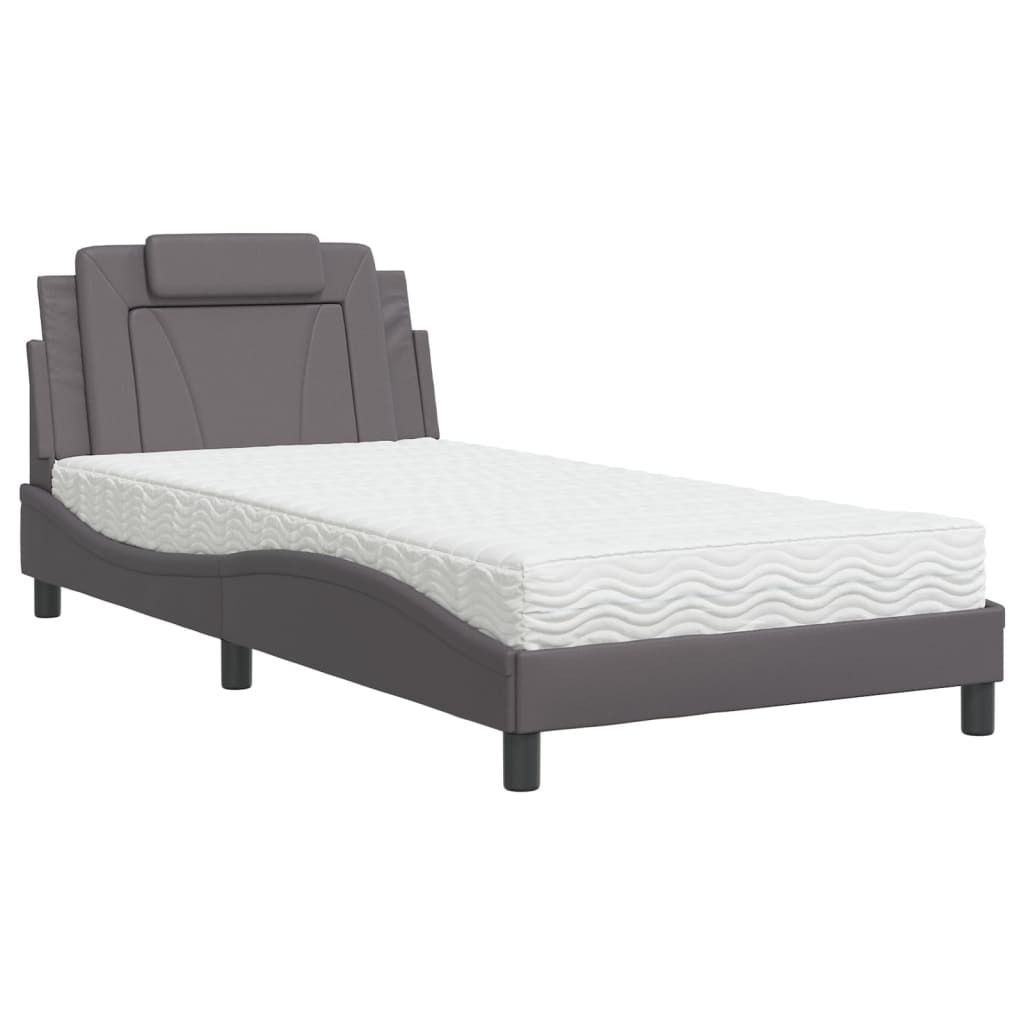 Bett "Viana" mit Matratze Grau 100x200 cm Kunstleder