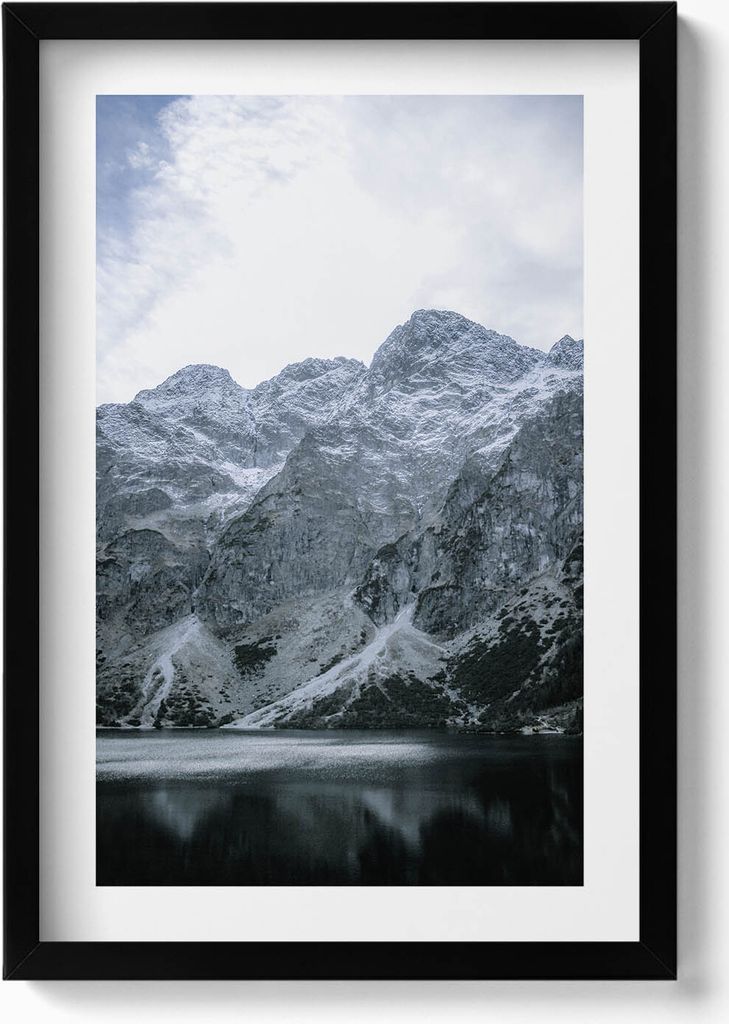 Morskie Oko im Winter Tatra-Gebirge– Wandbild mit Rahmen – Gerahmtes Bild – Wanddekoration – 40x60 cm – Schwarz