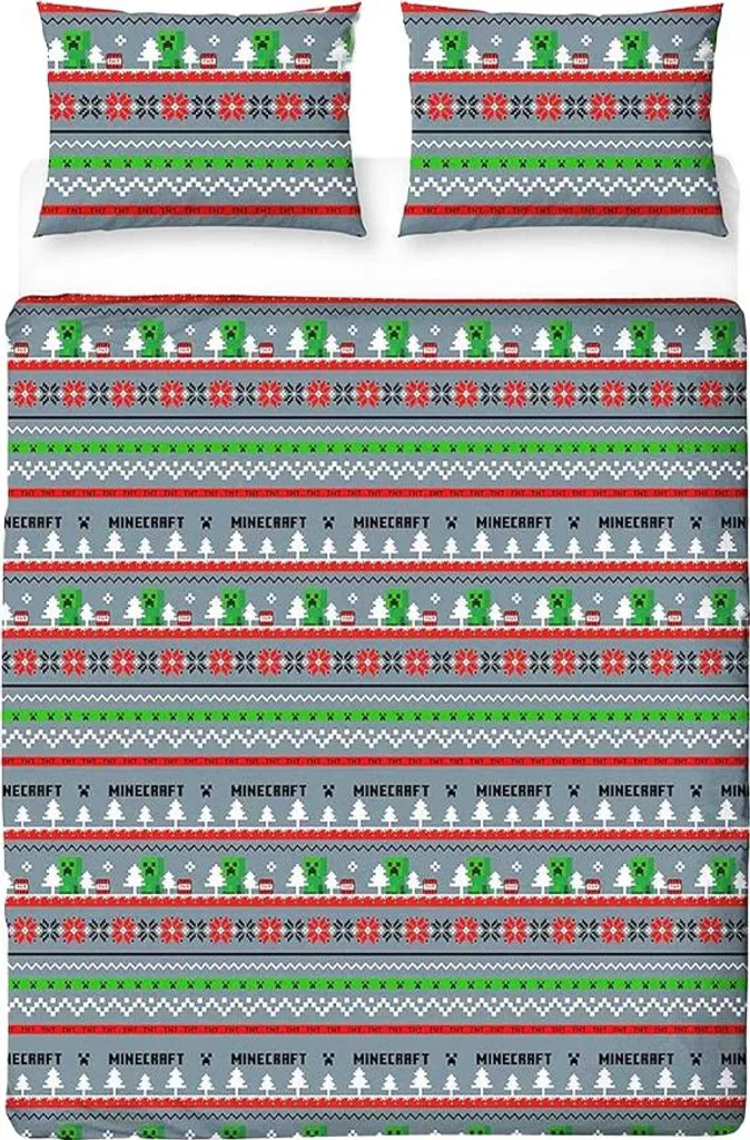 Parure de lit Minecraft Noël Réversible TC778 - Lit Double Multicolore