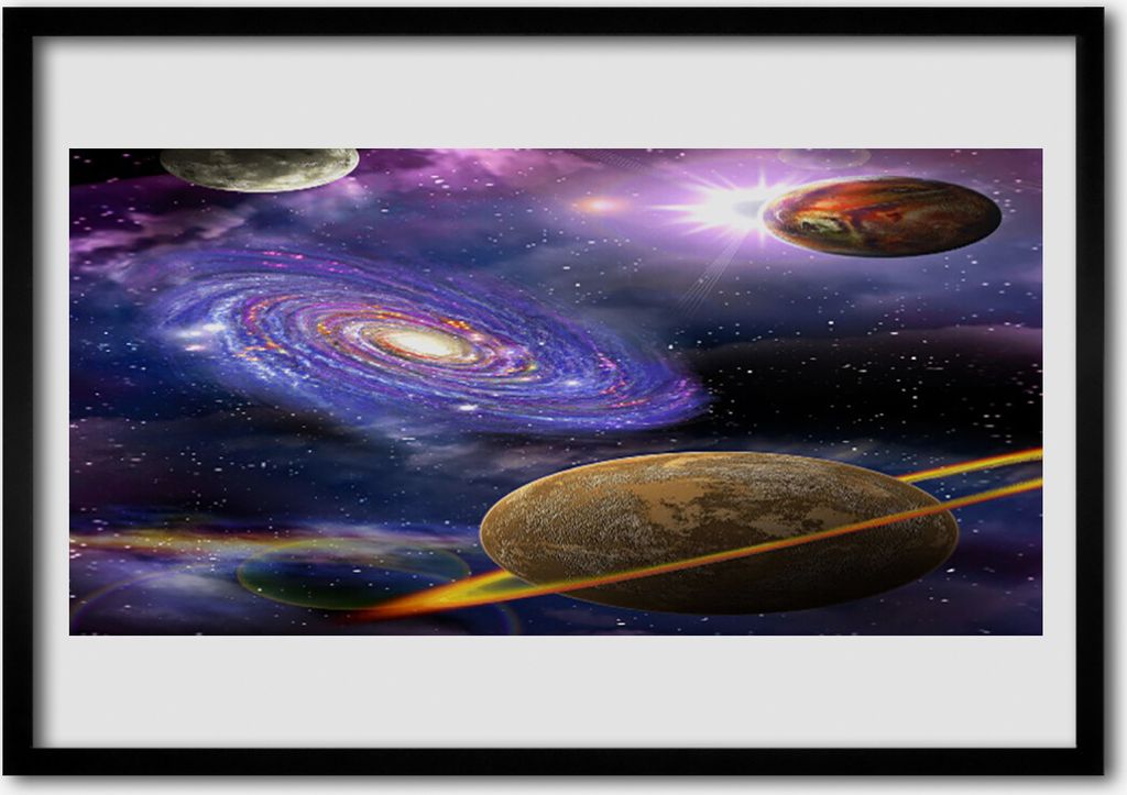 Bild 70x50 MDF-Rahmen Wandkunst Planets Raum-Universum