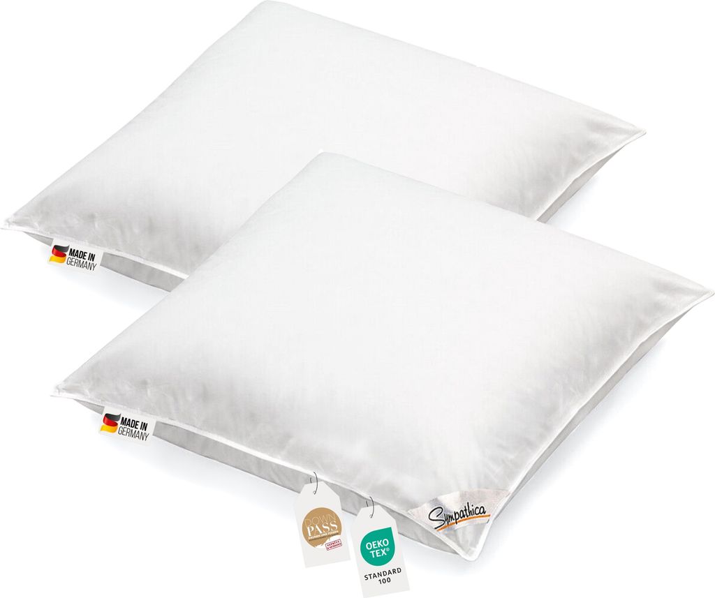 2 Stück Kopfkissen 1100g neue weiße Federn Klasse 1 Produktbild 