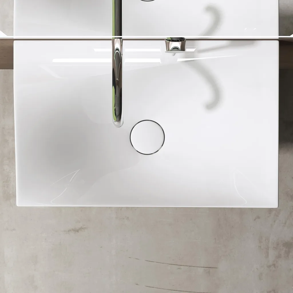Lavabo Mural Anti-Calcaire 60cm Vasque Solid Surface Facile à Nettoyer