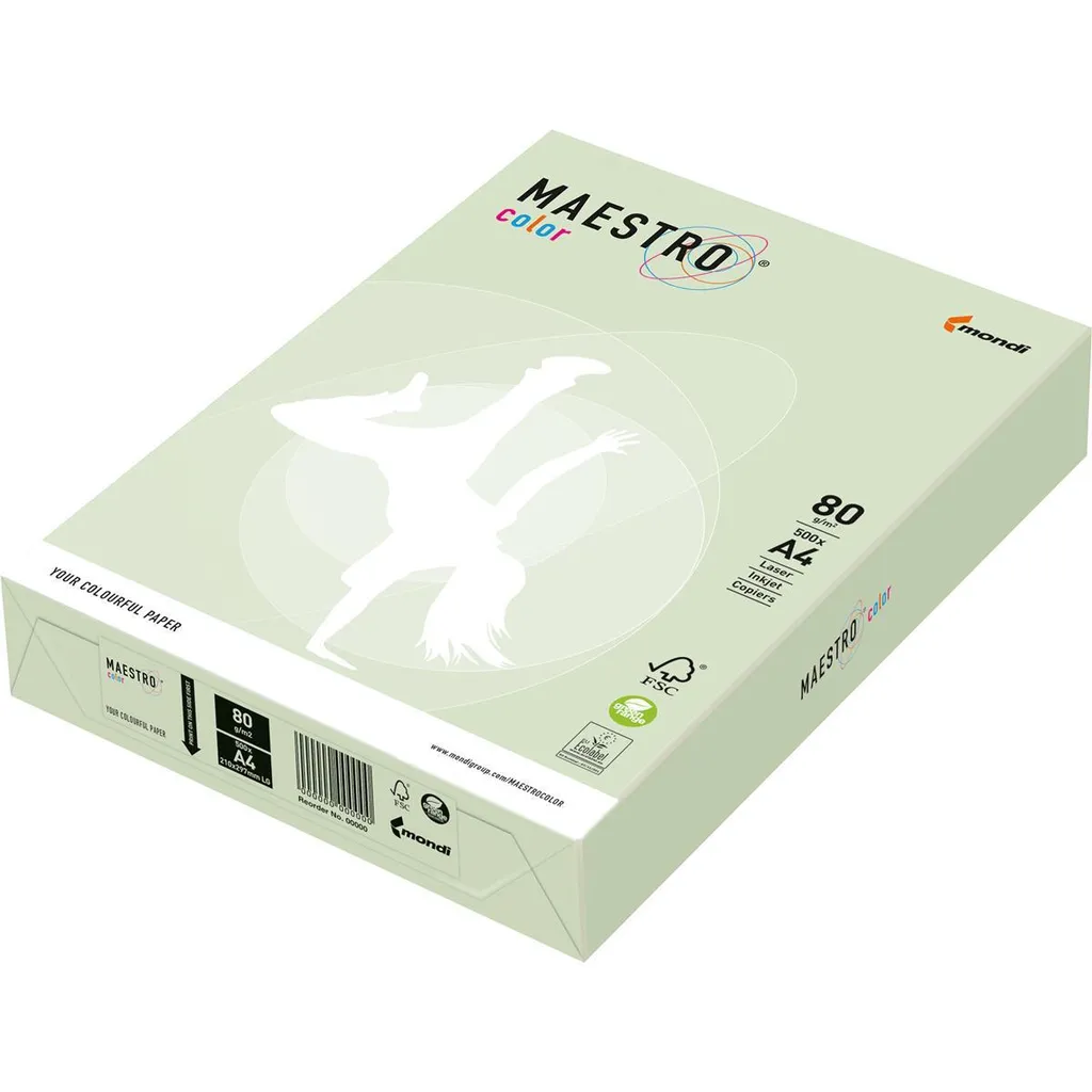 Carta A4 Verde Riciclabile Maestro Color 80g - Scelta Green Professionale