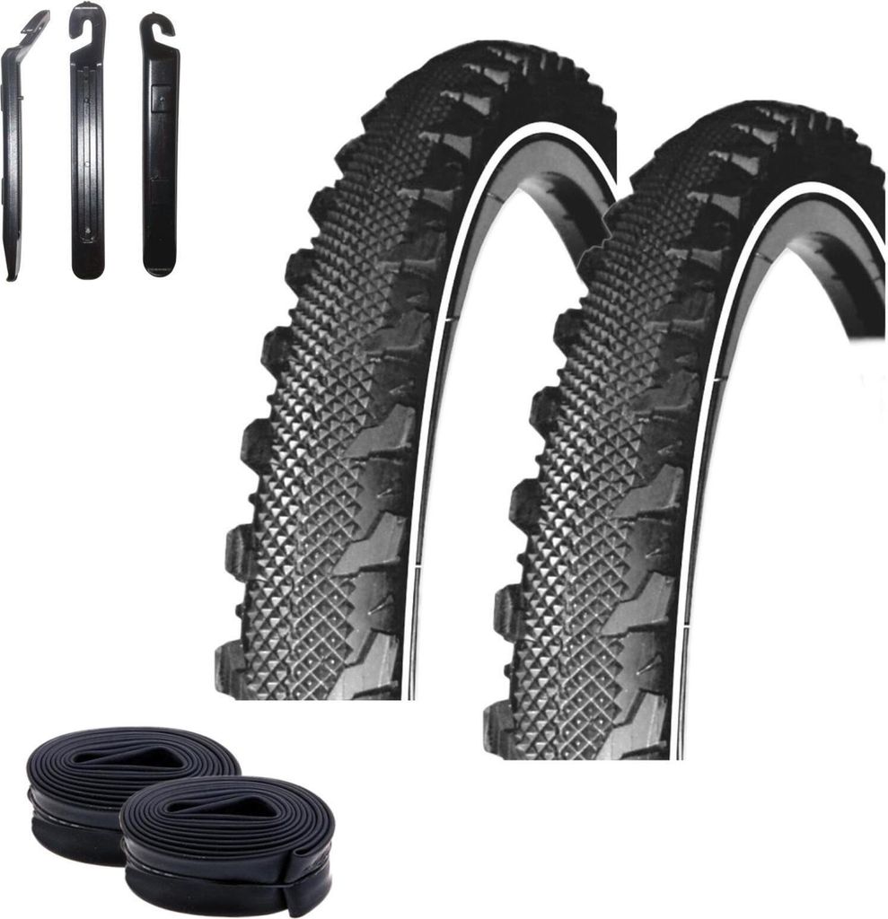 2 x Rexway Fahrradreifen Serpent Reflex Pannenschutz Fahrradmantel 47-559 (26 x 1,75) + 2 passende DV Schläuche inkl. 3 Reifenheber
