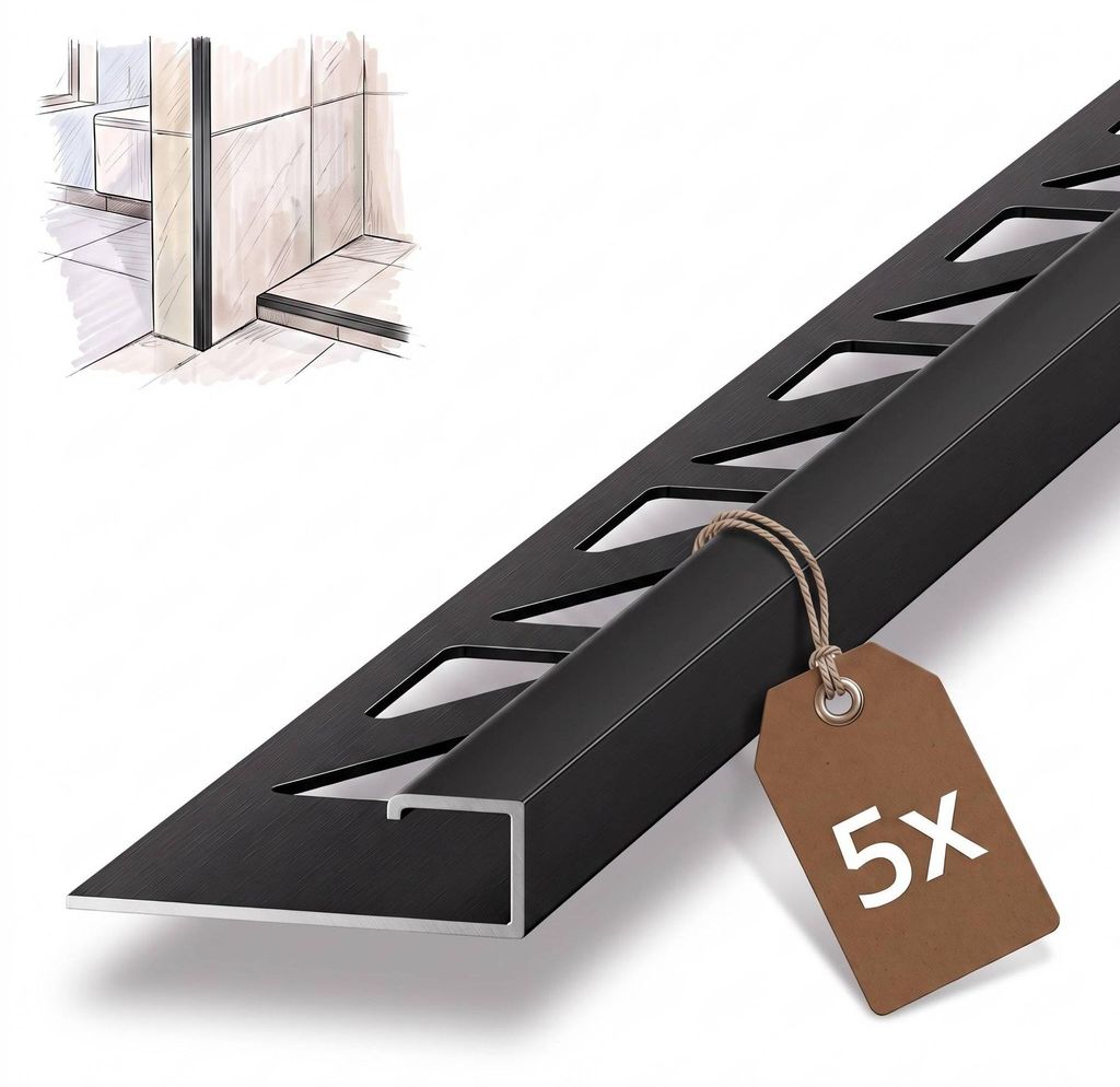 Dalsys 5x Fliesenschiene Eckprofil 2,5m x 10mm Schwarz Alu Produktbild 
