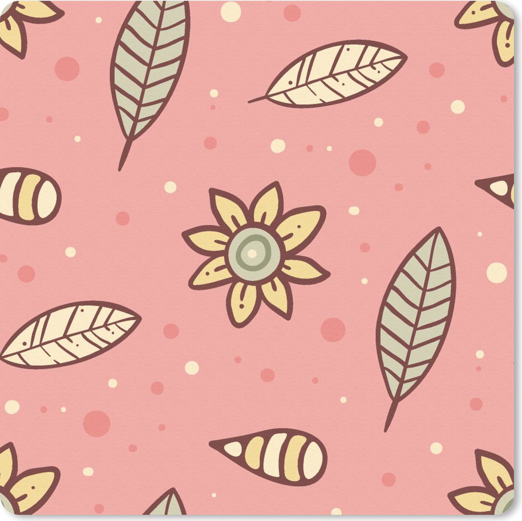 MuchoWow Mauspad Mousepad Muster - Blumen - Blätter - Mädchen - Kinder - Kinder 30x30 cm - Mousepads - Maus Mat - Pad - Mausunterlage - Gaming