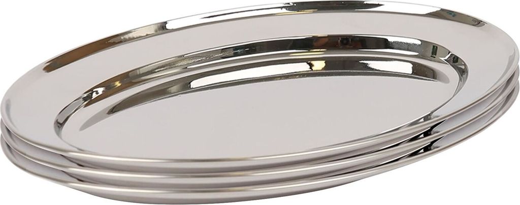 Argon Ta Ovale Servierplatten aus Edelstahl, 25 cm x 17 cm, 3 Stück