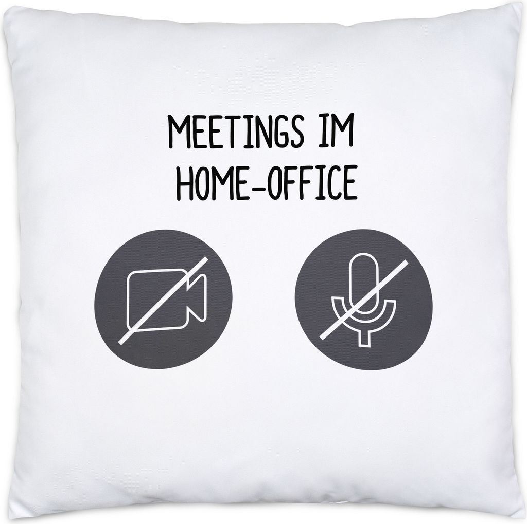 Meetings Im Home-Office Kissen Meetings Homeoffice Internet Mikro Sound Heimarbeit Internet Laptop Videokonferenz