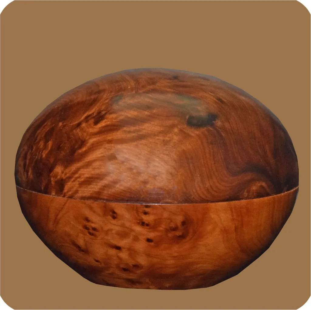 Boîte ronde en bois de Thuya - Boîte en bois de racine polie à la main