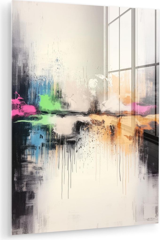 MuchoWow Glasbilder - Bilder auf Wandbild - Foto auf Glas Abstrakt - Farbexplosion - Landschaft 60x80 cm Wanddekoration aus Glas - Acrylglasbild - ...