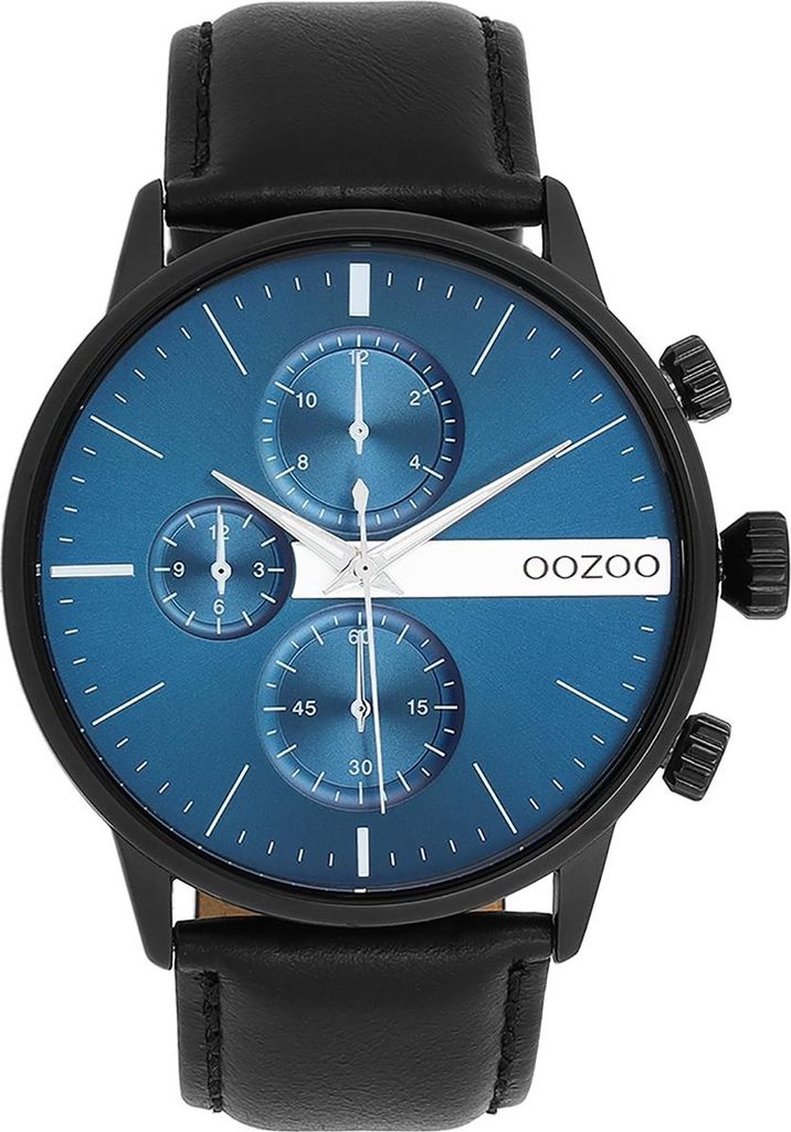 Oozoo Armbanduhr schwarz Leder Timepieces Herren Analog-Quarzuhr UOC11510