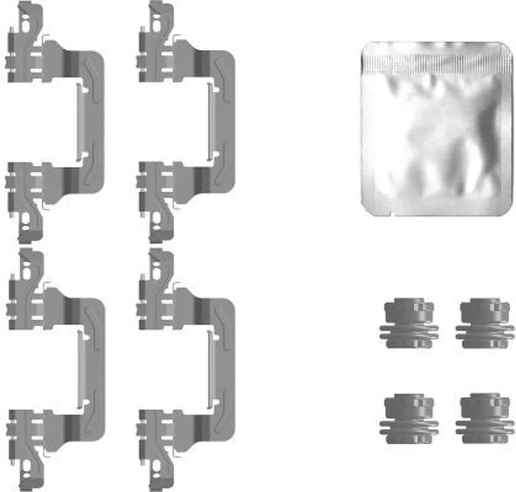Accessoires plaquettes frein HELLA 9 pièces en acier inox pour AUDI A6
