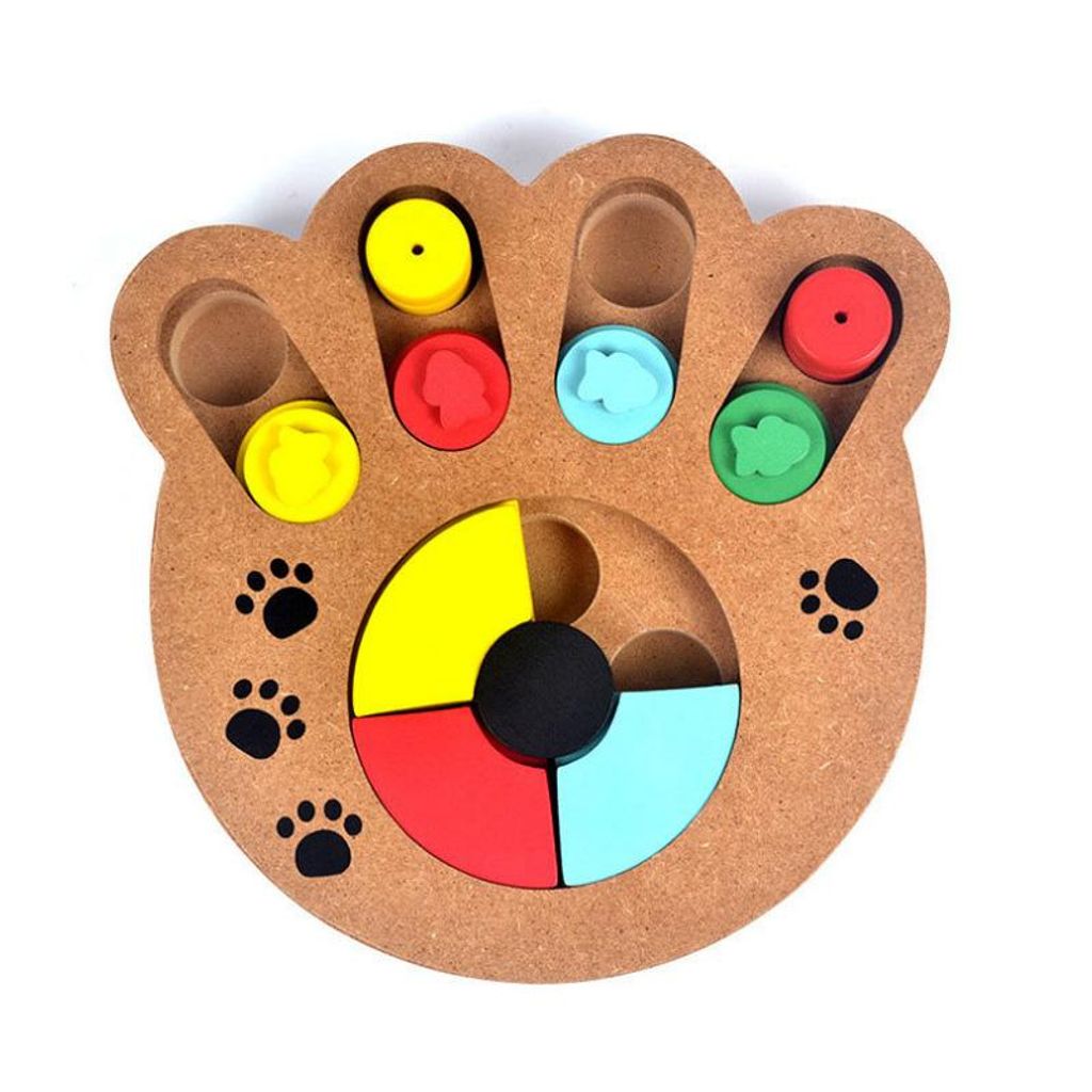 Intelligenzspielzeug Hund, Slow Feeder, Anti-Schlingen Napf, Interaktives Spielzeug, Holz Denkspiel, Futterspielzeug, Pfotenabdrucktyp