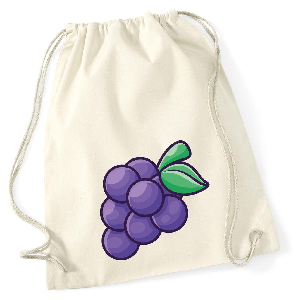 Huuraa Turnbeutel Traube Comic 12 Liter Natural Baumwolle Rucksack Geschenkidee