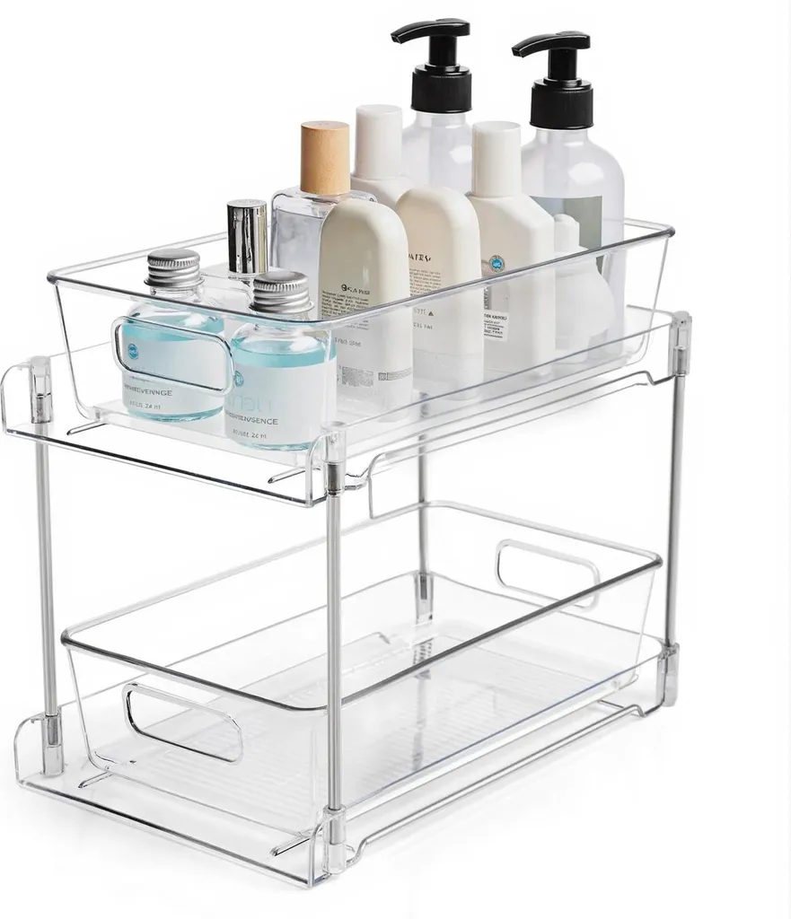 Organisateur sous évier 2 niveaux plastique PET robuste et transparent