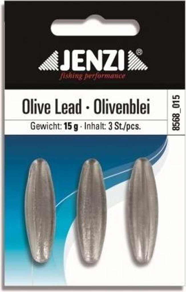 Jenzi Olivenblei 15g 3 Stück Inlinelead, Durchlaufblei, Absenkblei