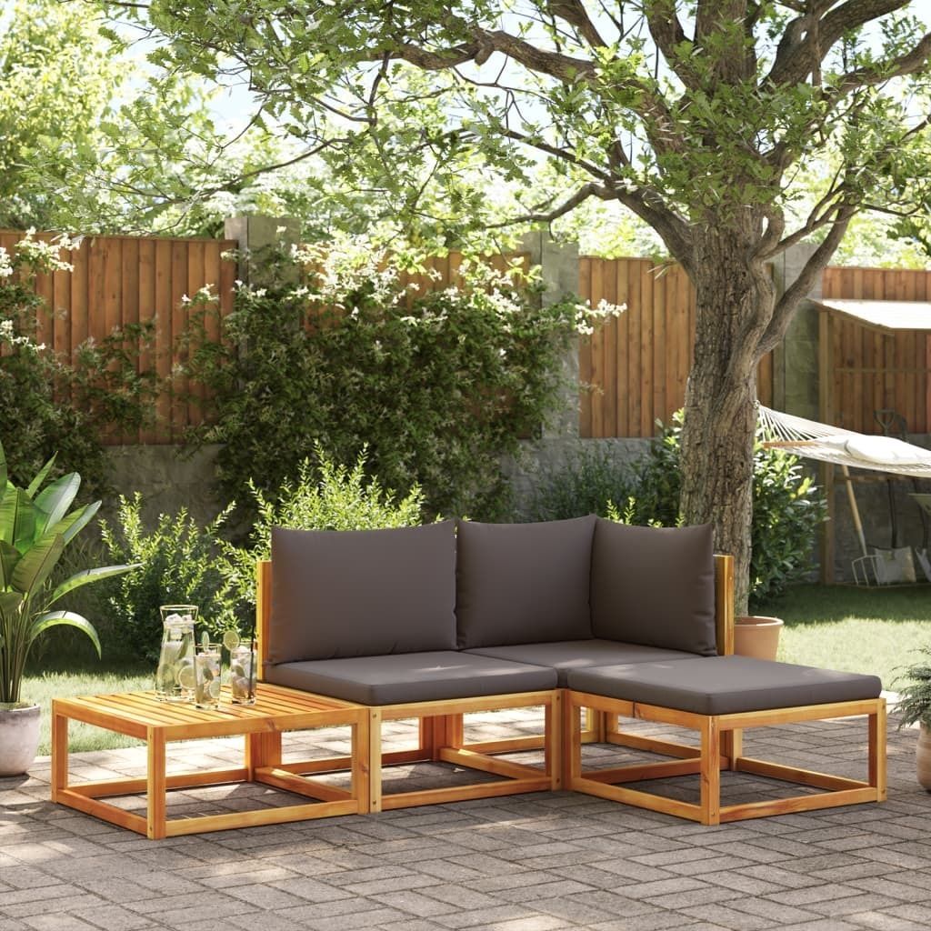 Maison Exclusive - 4-tlg. Gartensofa-Set mit Kissen Holz Akazie & Rattan