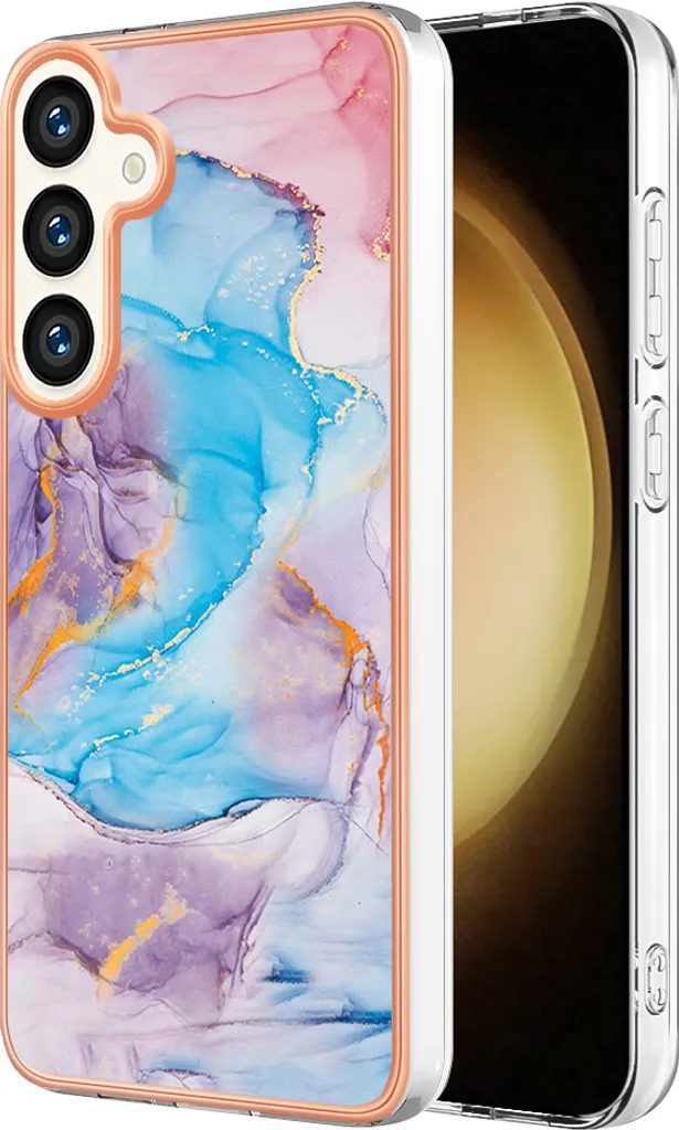 Custodia per Samsung Galaxy S24+, custodia in silicone TPU antiurto a fantasia blu