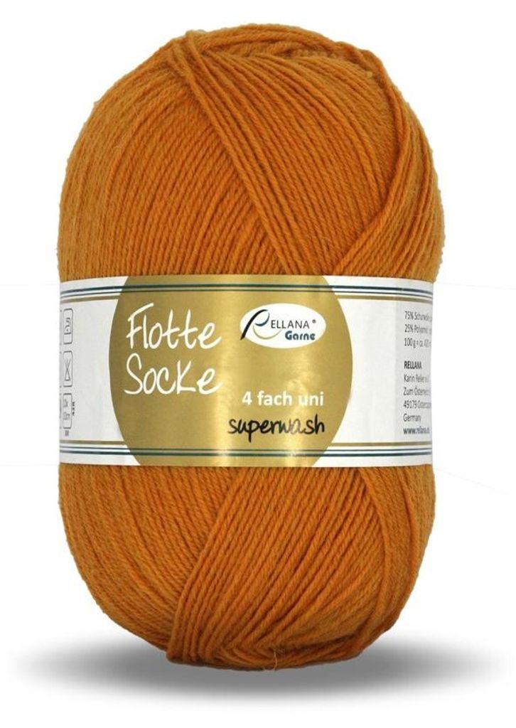 Flotte Socke uni 100 Gr./420m,4-fach Sockenwolle,75% Schurwolle /25% Polyamid Fb. 920 senf