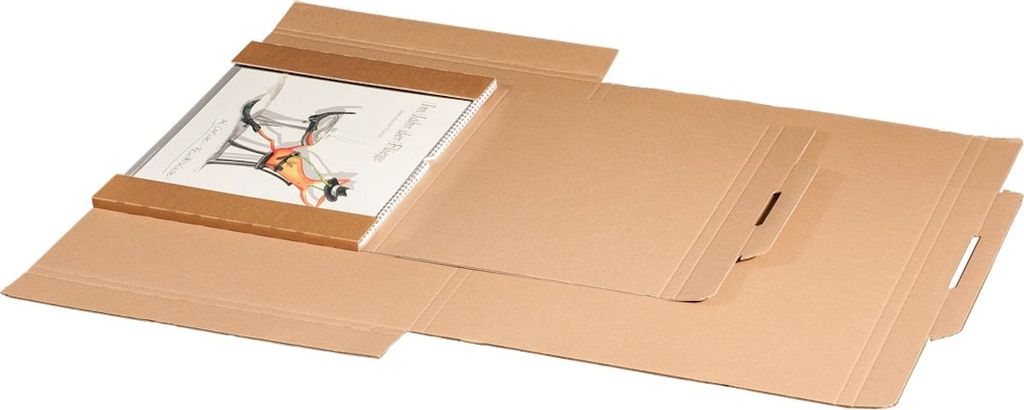 1800 x Versandtasche Versandverpackung aus Wellpappe für Kalender 420x310x10mm DIN A3 mit Steckverschluss & Aufreißfaden
