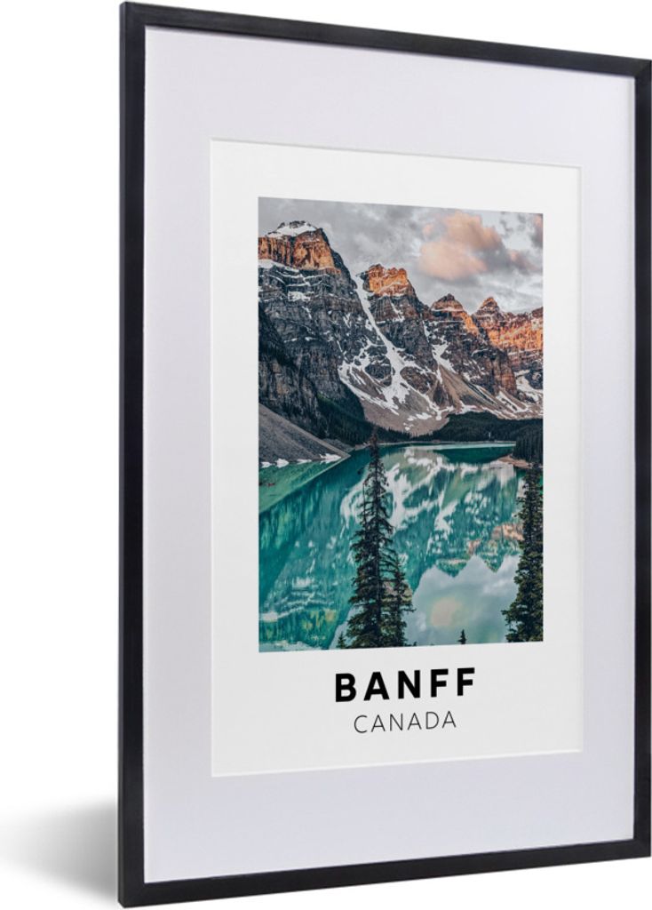 MuchoWow Gerahmtes Poster Kanada - Berge - Wasser 40x60 cm - Poster mit Schwarzem Bilderrahmen Wandposter Rahmen Foto Bilder - Poster in Rahmen