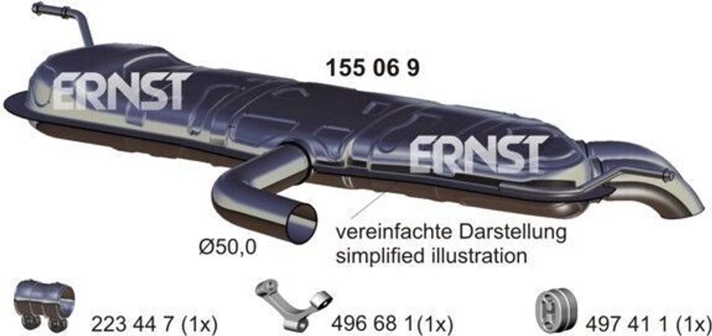 ERNST 155069 Endschalldämpfer für VW Golf V Schrägheck (1K1) Auspuff