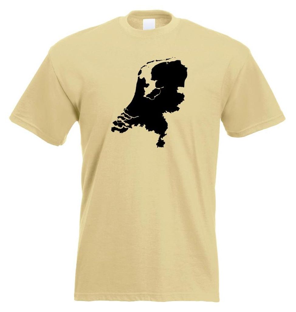 Kiwistar - T-Shirt - Khaki - Niederlande Umriss Kontur Herren Funshirt Bedruckt Design Sprüche Spruch Motive - mit Motiv Bedruckt - Funshirt Desig...