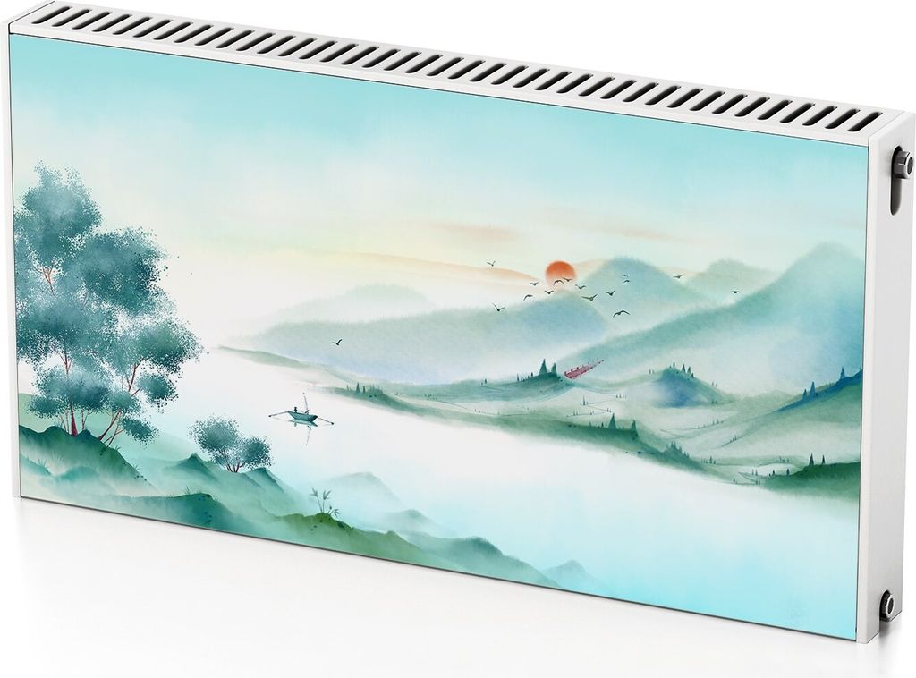 Seenlandschaft – Magnetische Heizkörperabdeckung – 110x60 cm – Magnet Heizkörperabdeckung – 3D Würfel – Heizkörperverkleidung – Mag...