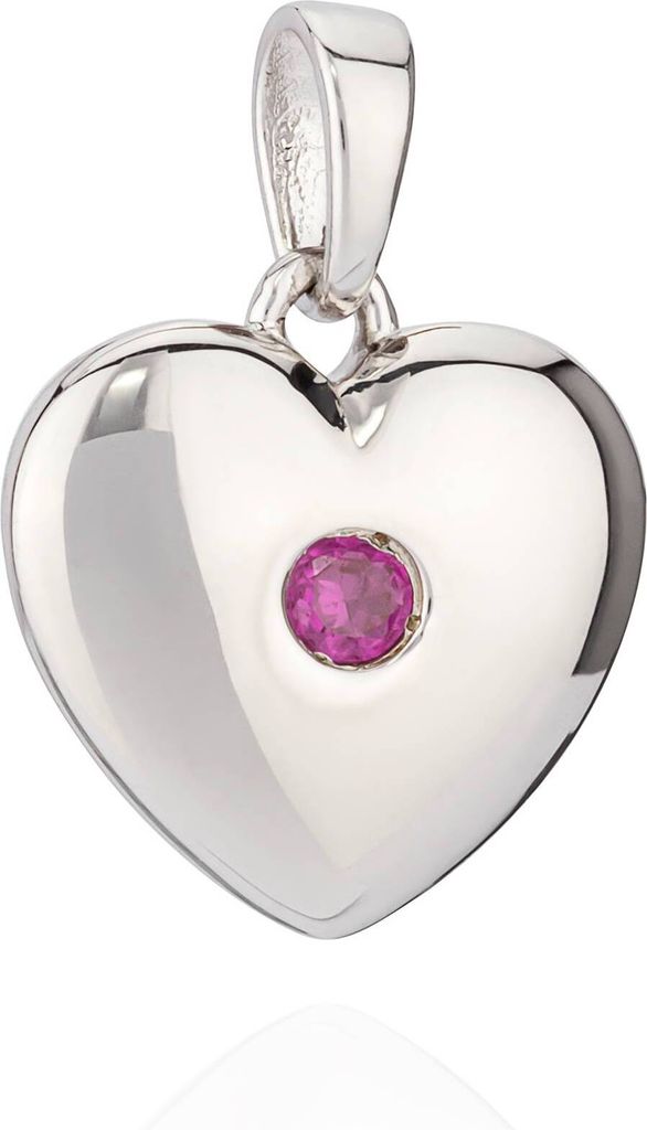 Kettenanhänger klein Herz Zirkonia rot 925 Silber 13mm glanz Amulett für Mädchen