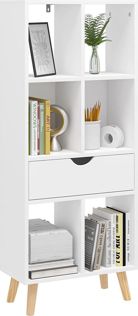 EUGAD Bücherregal, Aufbewahrungsregal, aus MDF, 6 Fächer, Produktbild 8