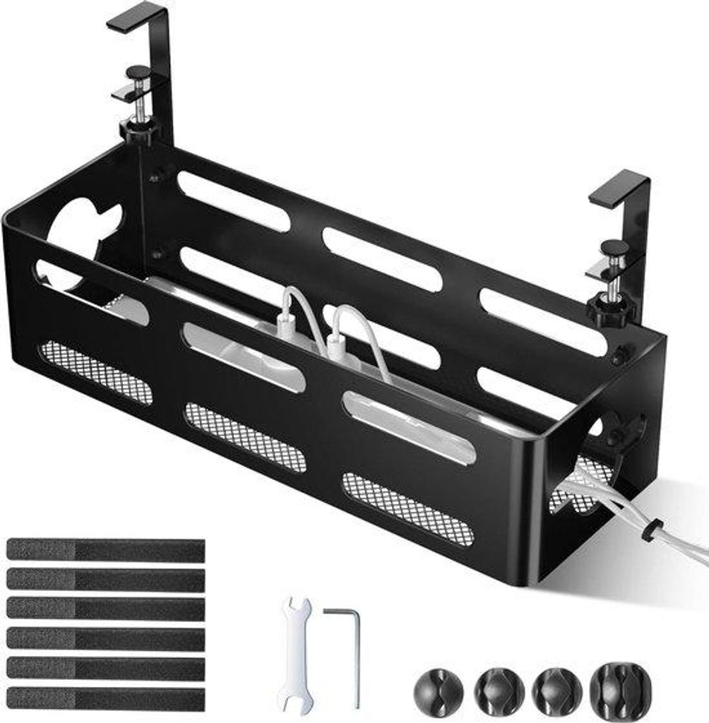 Bürokabelmanagementbox mit Metall - Kabel verbergen - Büro Cord Organizer - keine Bohrungen