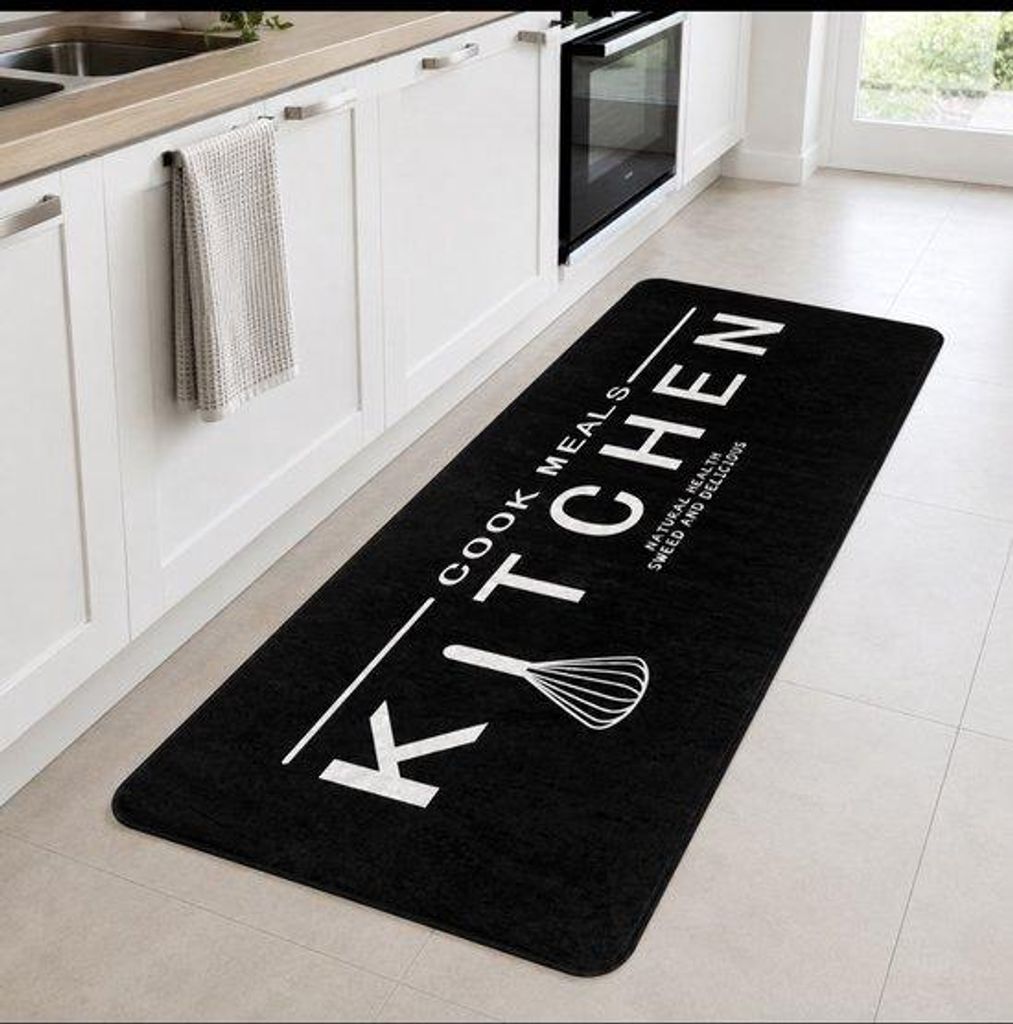 Unyqoos® Küchenläufer 80×200 cm Schwarz – Polyester Produktbild 