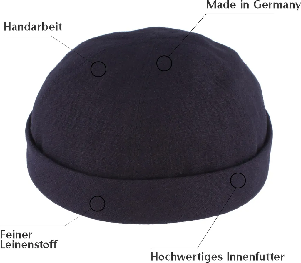 Cappello Docker senza bordo Bullani in 100% lino - 3
