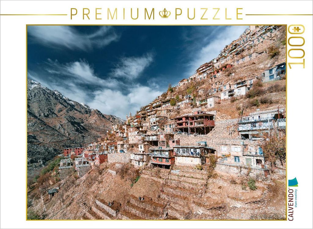 CALVENDO Puzzle Das Dorf Uraman Takht | 1000 Teile Lege-Größe 64x48cm Foto-Puzzle für glückliche Stunden