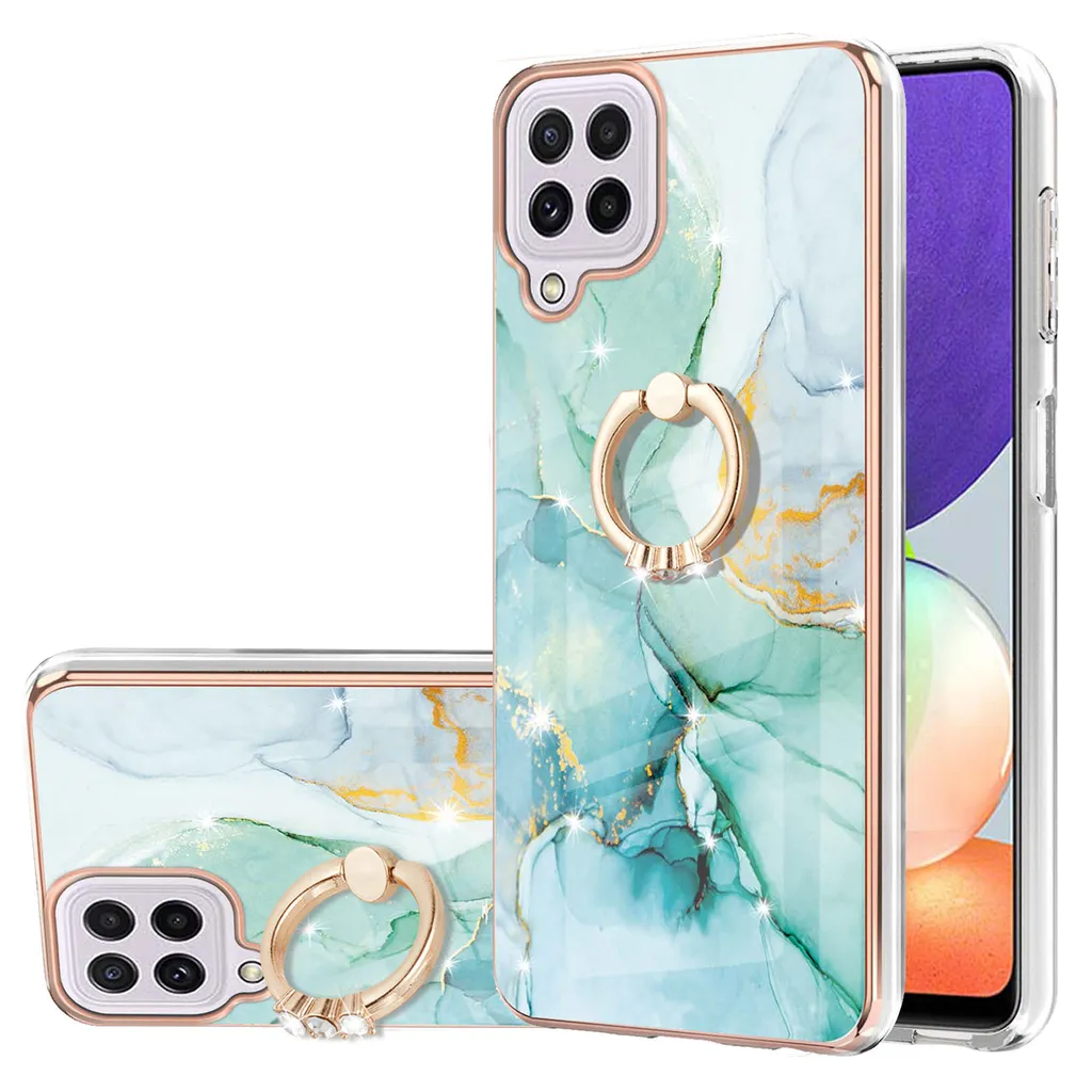 Custodia Samsung Galaxy A22 4G Marmo | Cover Silicone con Ring Stand