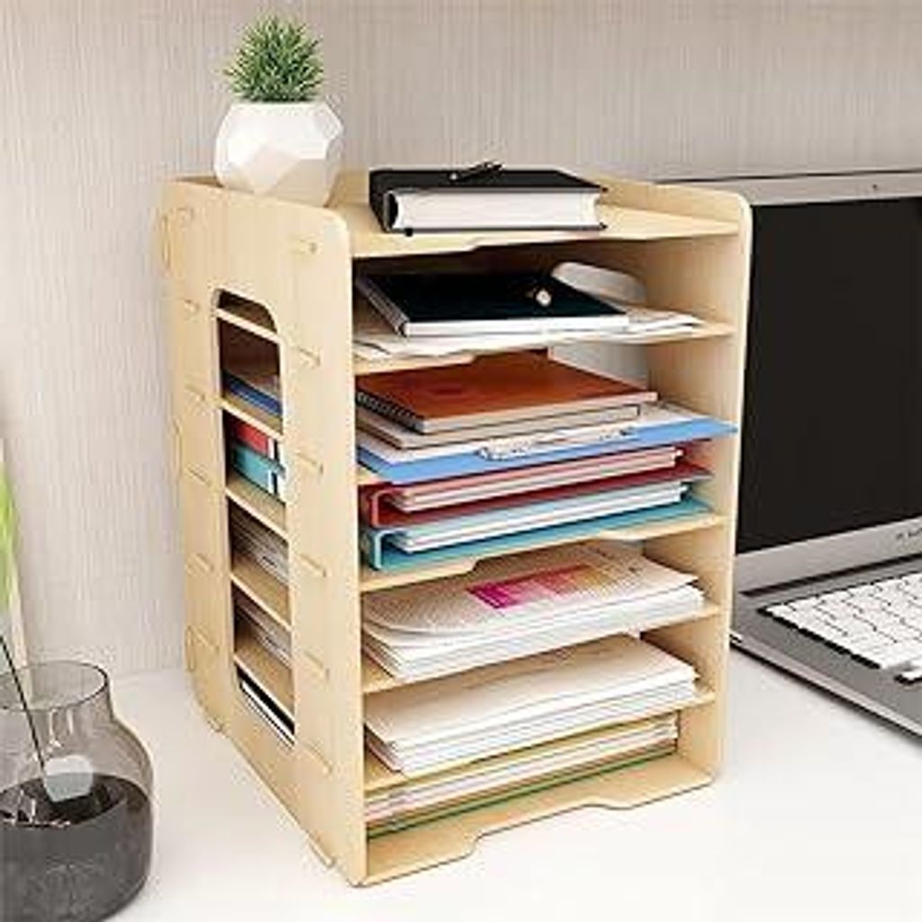 PUNCIA Dokumentenablage A4 Briefablage 7 Ablagefächer Holz Schreibtisch Datei Organizer Papierablage Aktenaufbewahrung Ablagesystem Dokumentenhalt...