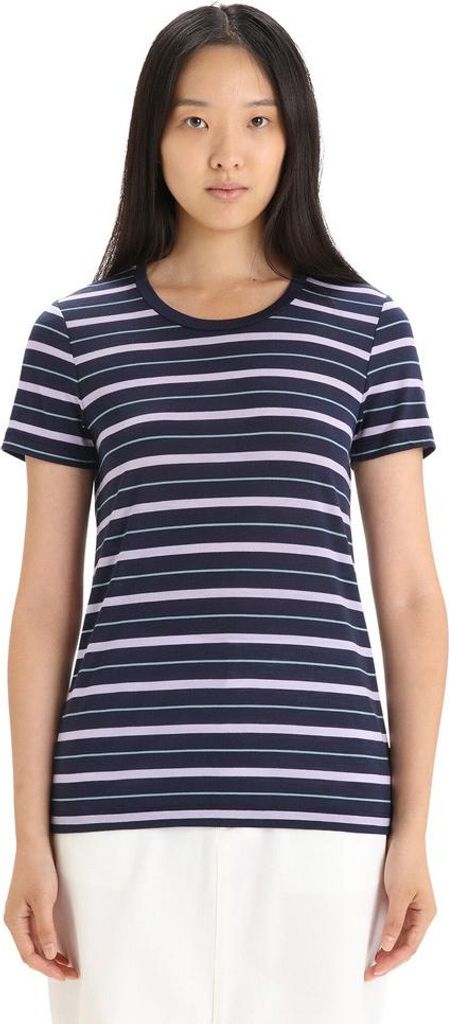 Icebreaker Merino 125 Cool Lite Wave Stripe Kurzarm-t-shirt Blau M Frau Blau M