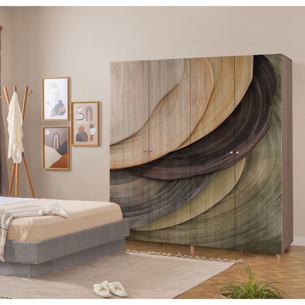 Skye Decor, Loni 4 -977, Kleiderschrank, Sonomo, 100 % MELAMINBESCHICHTETE SPANPLATTEN, 180 x 52 x 192 cm