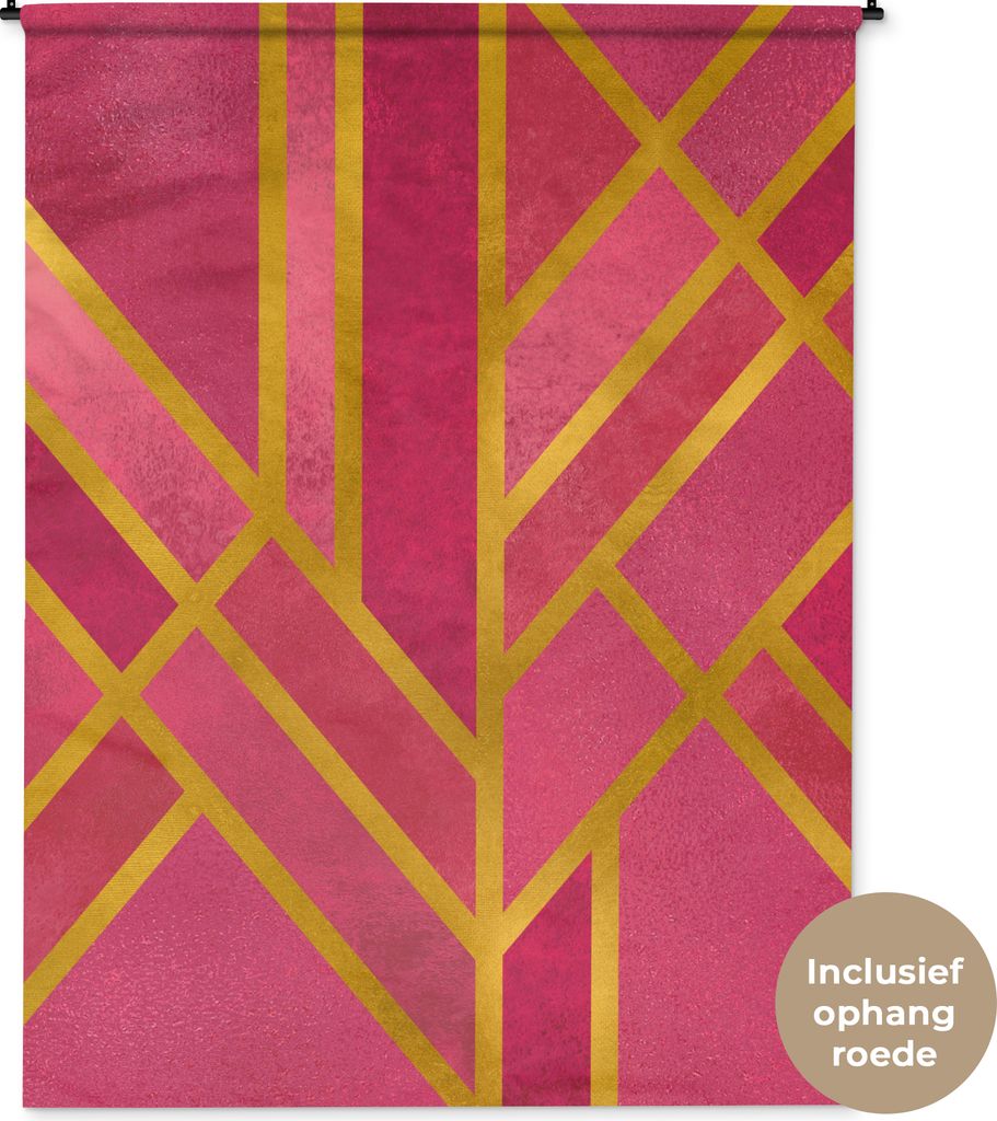 MuchoWow Wandteppich Wandbehang Gold - Luxus - Geometrisch 150x200 cm Tapisserie Dekoration Wandtuch - Wandaufhängung - Moderner