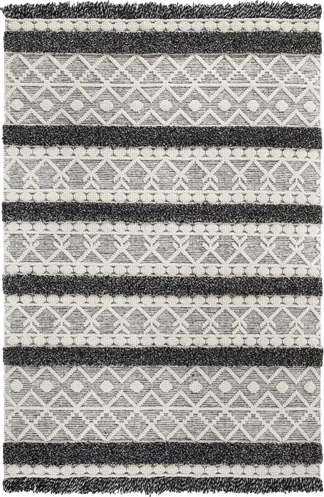 Grand tapis ethnique en laine naturelle tissée pour chambre à coucher